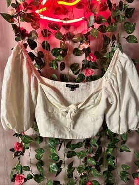 Off-Shoulder Cream Crop Top